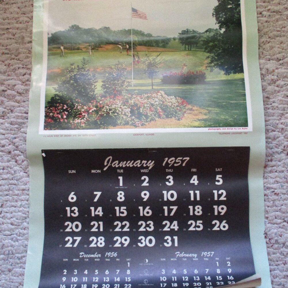 Vintage Big Run Golf Club, Lockport, llinois 1957 Yearly Calendar